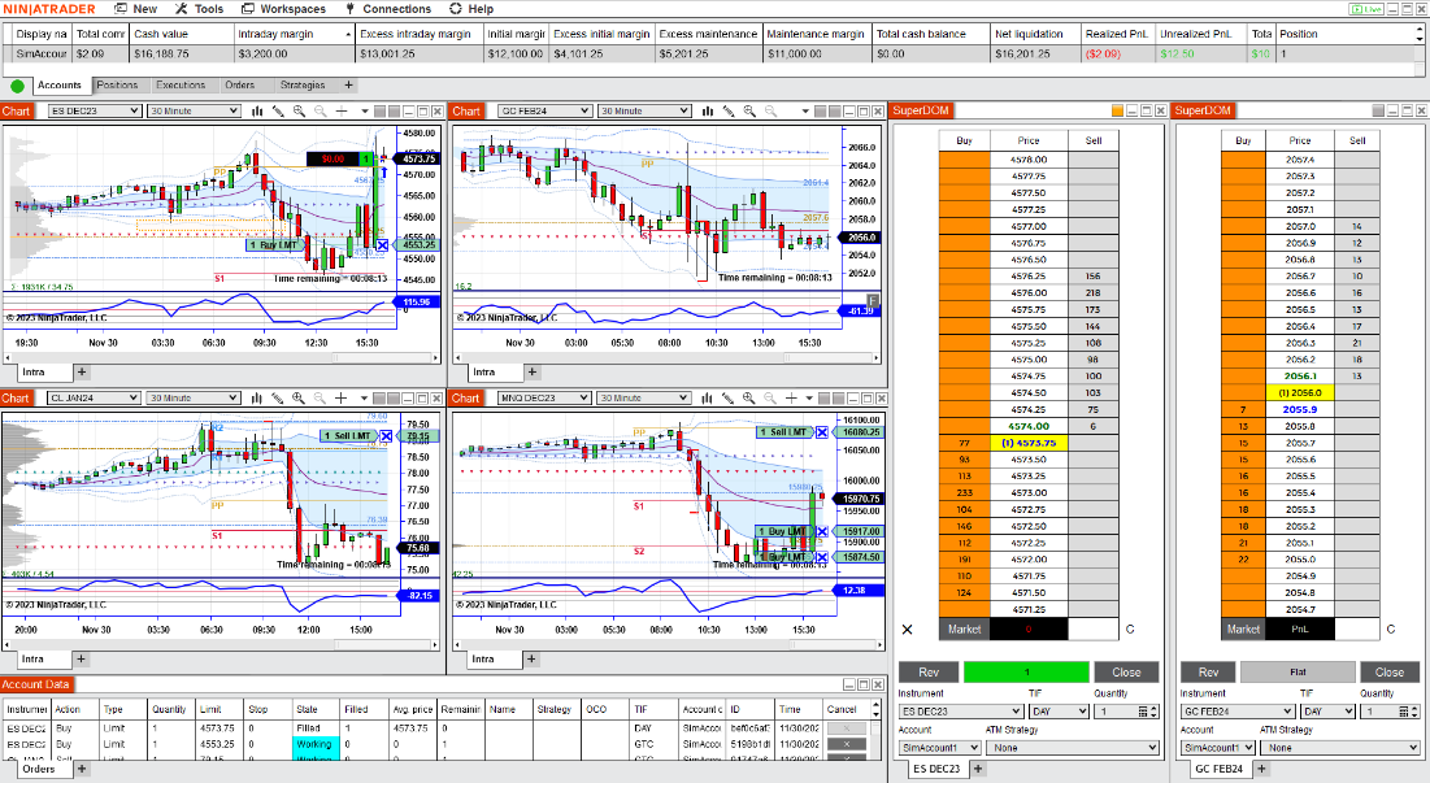 NinjaTrader workspace