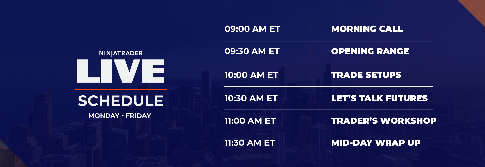 NinjaTrader Livestream Schedule